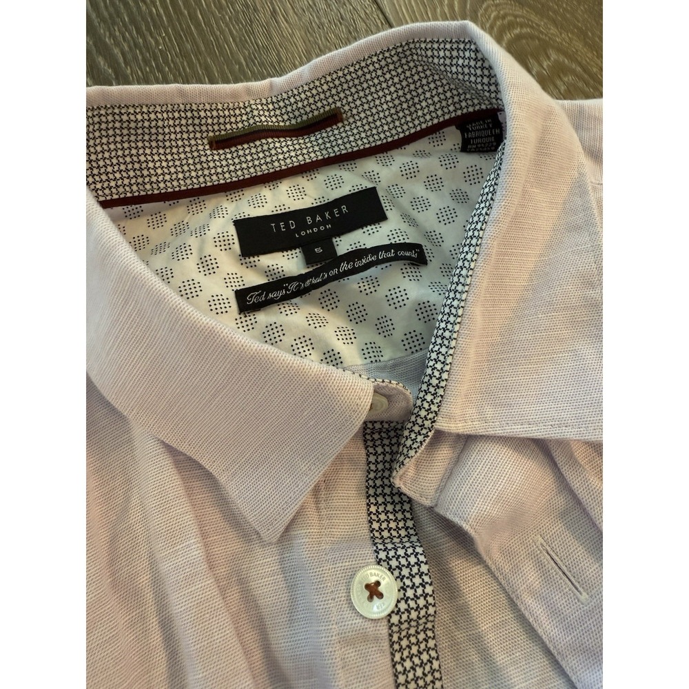 Ted Baker Linen Cotton Short Sleeve Lavender Light Purple Top Button Down Sz 5
